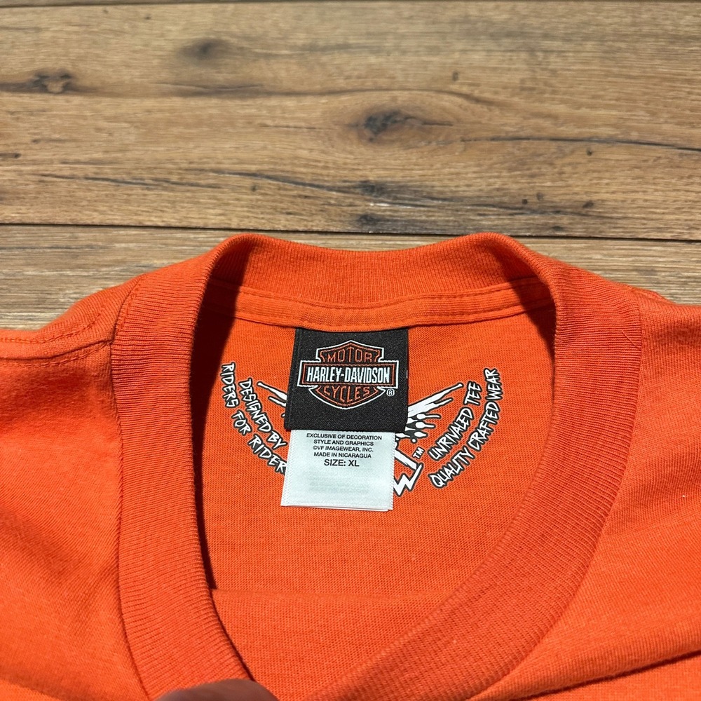 Harley Davidson Blank Orange Sleeveless Pocket‎ T-Shirt Men XL - Picture 4 of 6